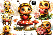 Cute Valentine Bees Clipart Bundle, an Animal Illustration by Design Scotch (Thumbnail 1 of 9)