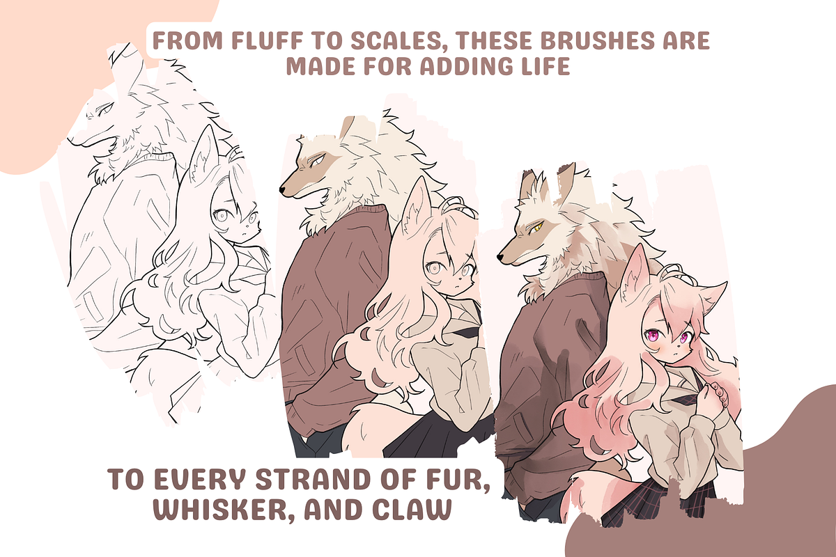 Procreate Furry Brushes MaxPack, a Brush Add-On by Cozy Brushery