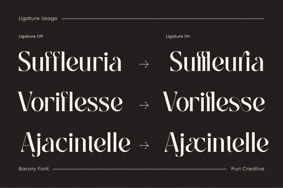 Bavory - Elegant Modern Twist Serif, a Serif Font by PuriCreative (Photo 7 of 9)