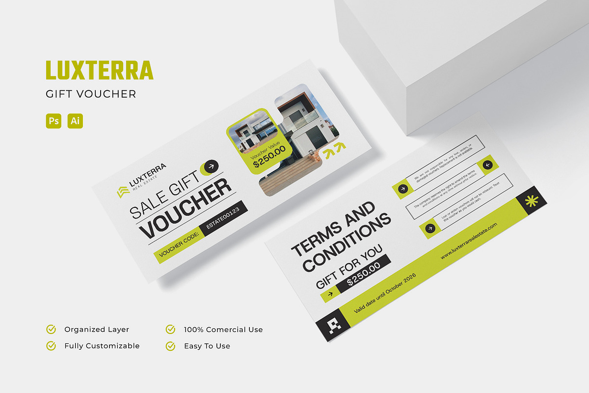 Luxterra Estate - Gift Voucher, a Print Template by Esensifiksi.studio (Photo 1 of 3)