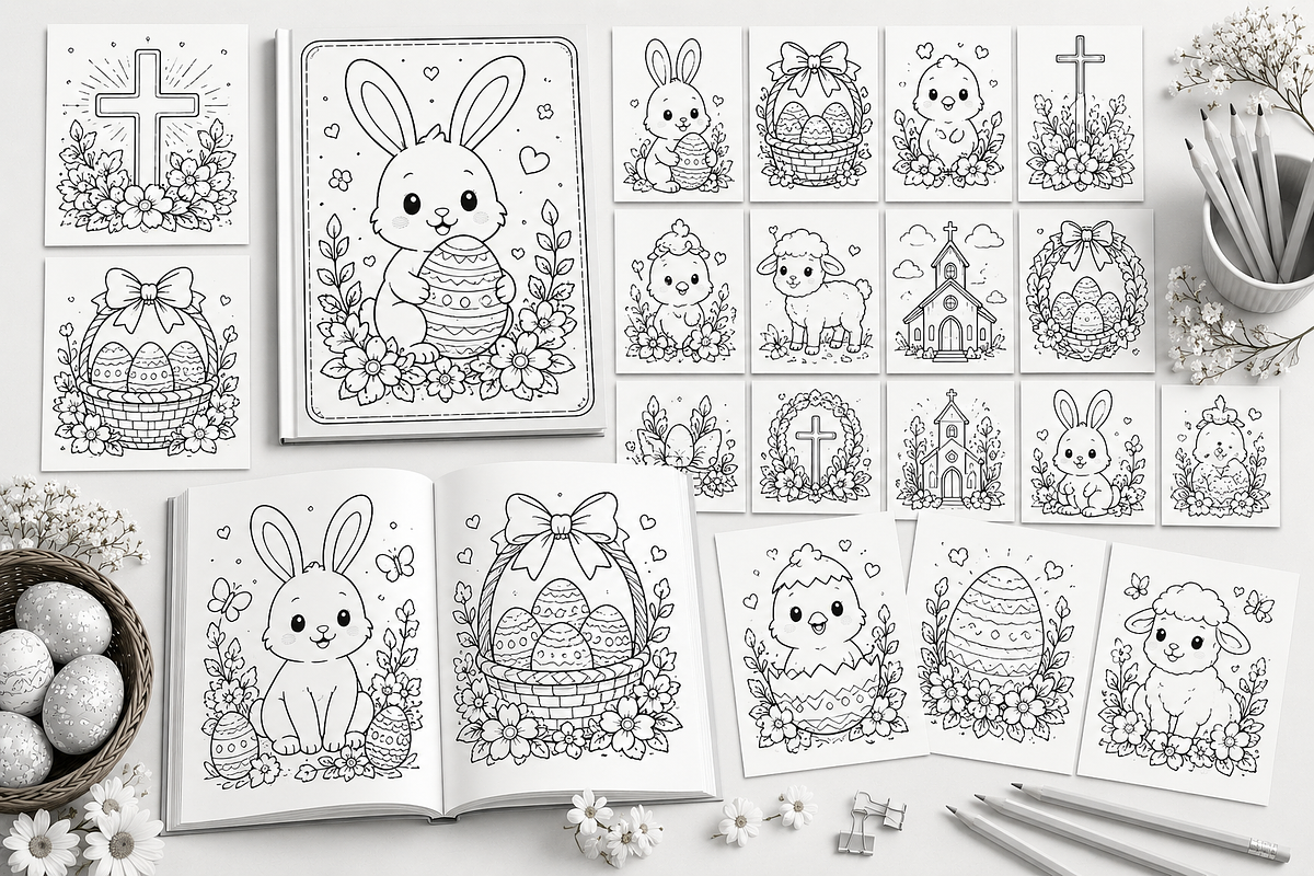 Bold and Easy Easter Coloring Book, a Pattern Graphic by S Graphic Studio (Photo 3 of 3)