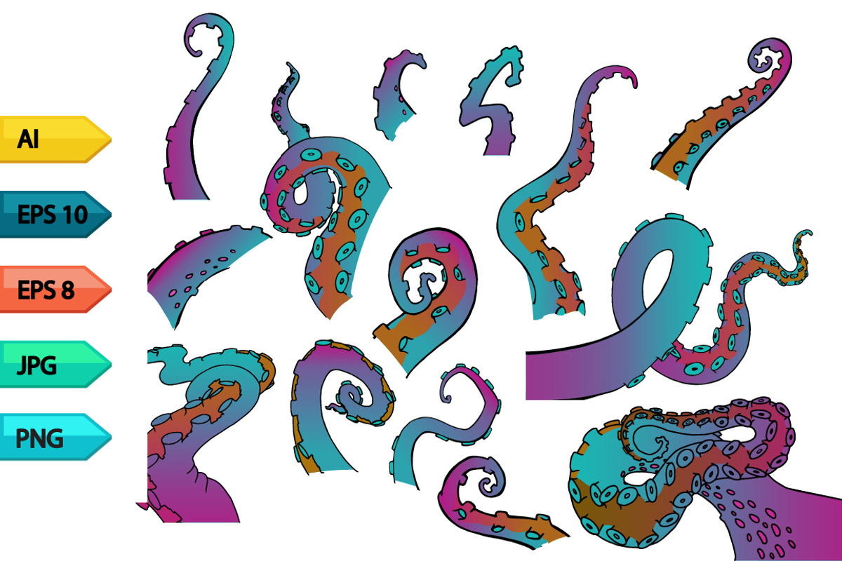 Vector sketch octopus tentacles, an Animal Illustration by julia_musdotter (Photo 9 of 19)