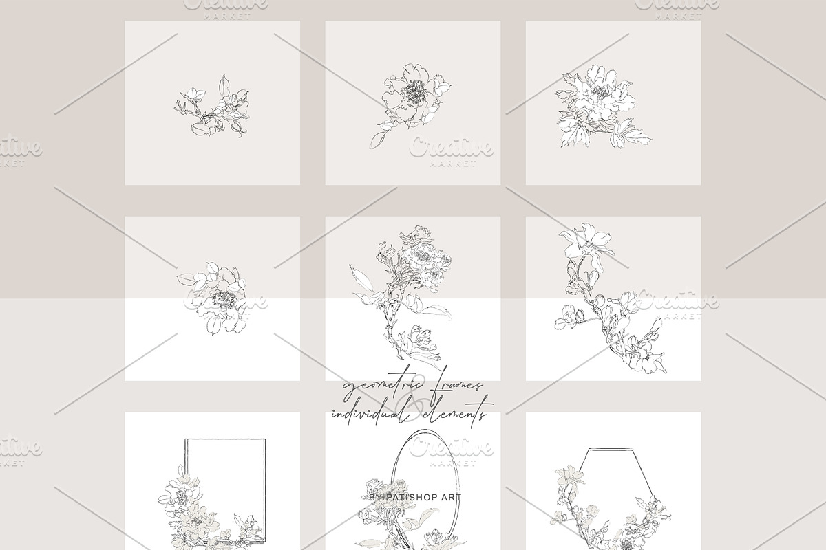 Pencil Sketched Fine Line Flowers Cl, an Illustration by Patishop Art (Photo 5 of 9)