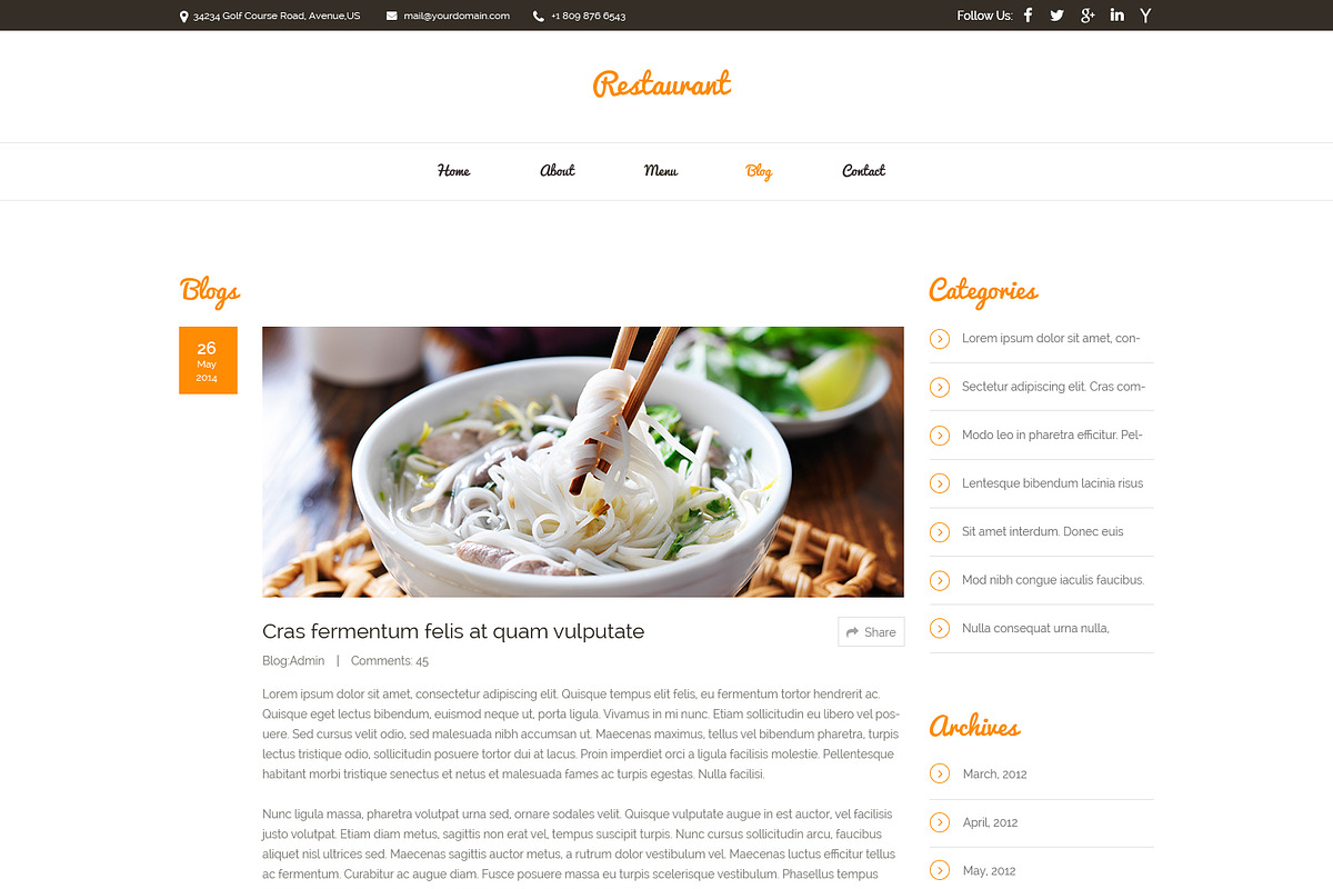 Orange Restaurant PSD Template, a Websites & App Template by WebbyTemplates (Photo 6 of 7)