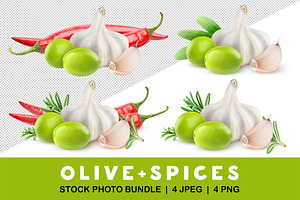 Green olives and spices, an Object Graphic by Fruits+Veggies