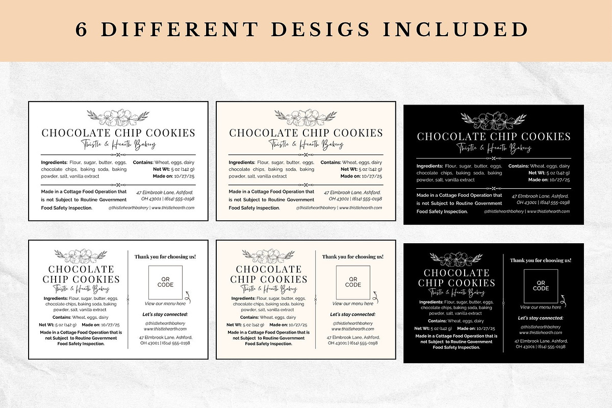 Cottage Food Law Label Template, a Business Card Template by Anna Design Studio (Photo 2 of 9)