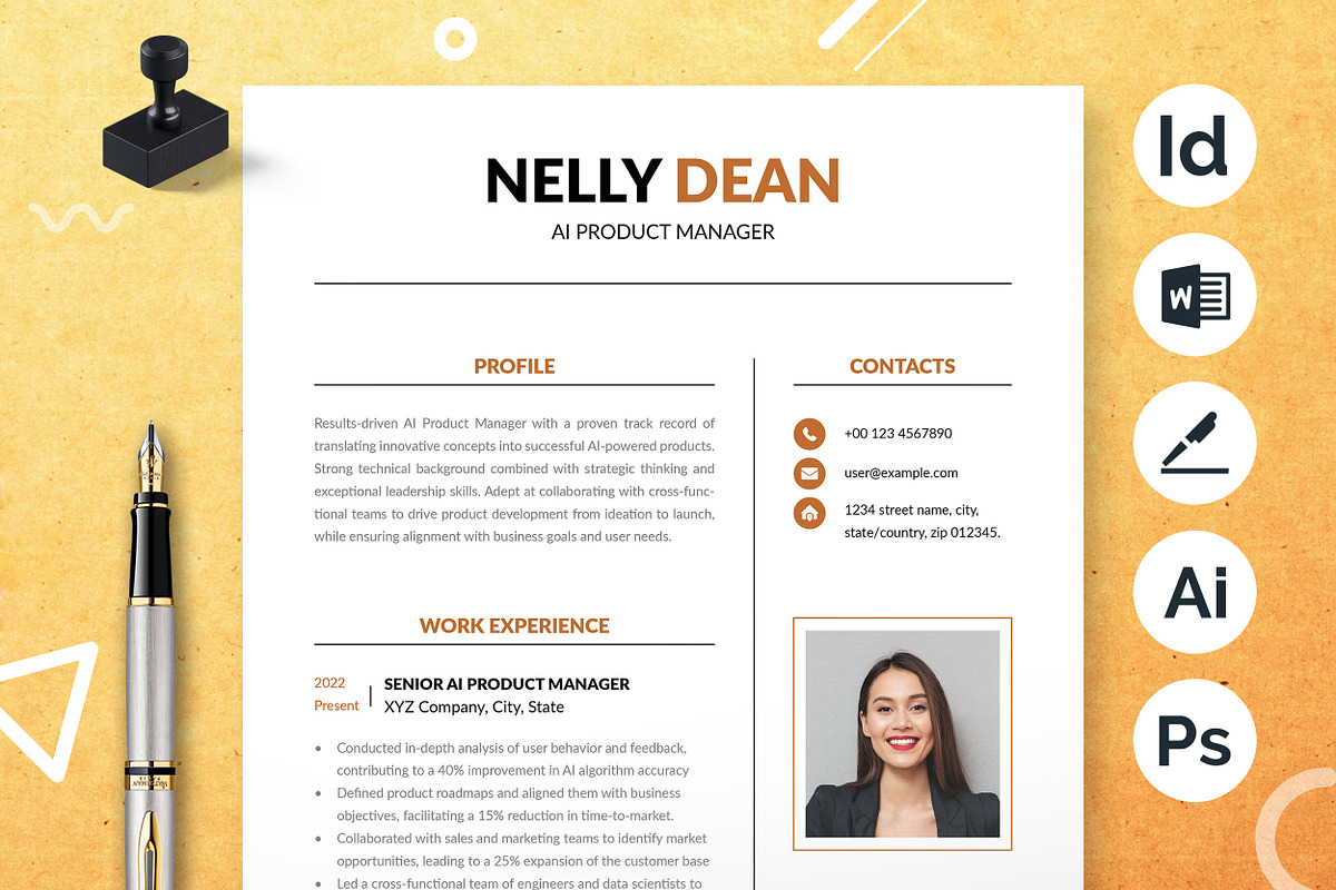 Minimalist Resume CV Template, a Stationery Template by ResumeInventor (Photo 1 of 8)