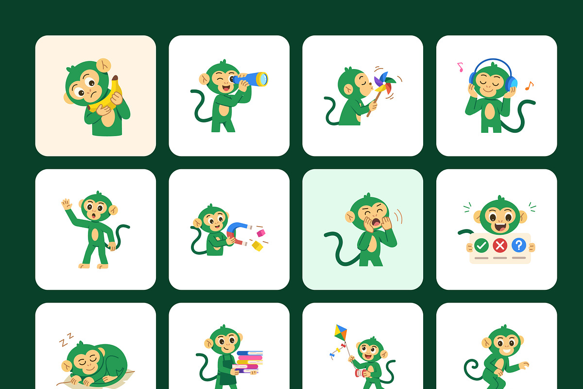 100 Cute Monkey Vector Icons, an Emoji Icon by Creative Stall (Photo 11 of 11)