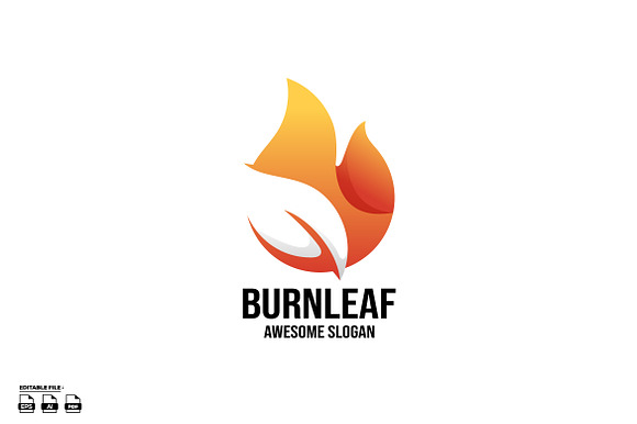 Leaf With Fire Gradient Logo