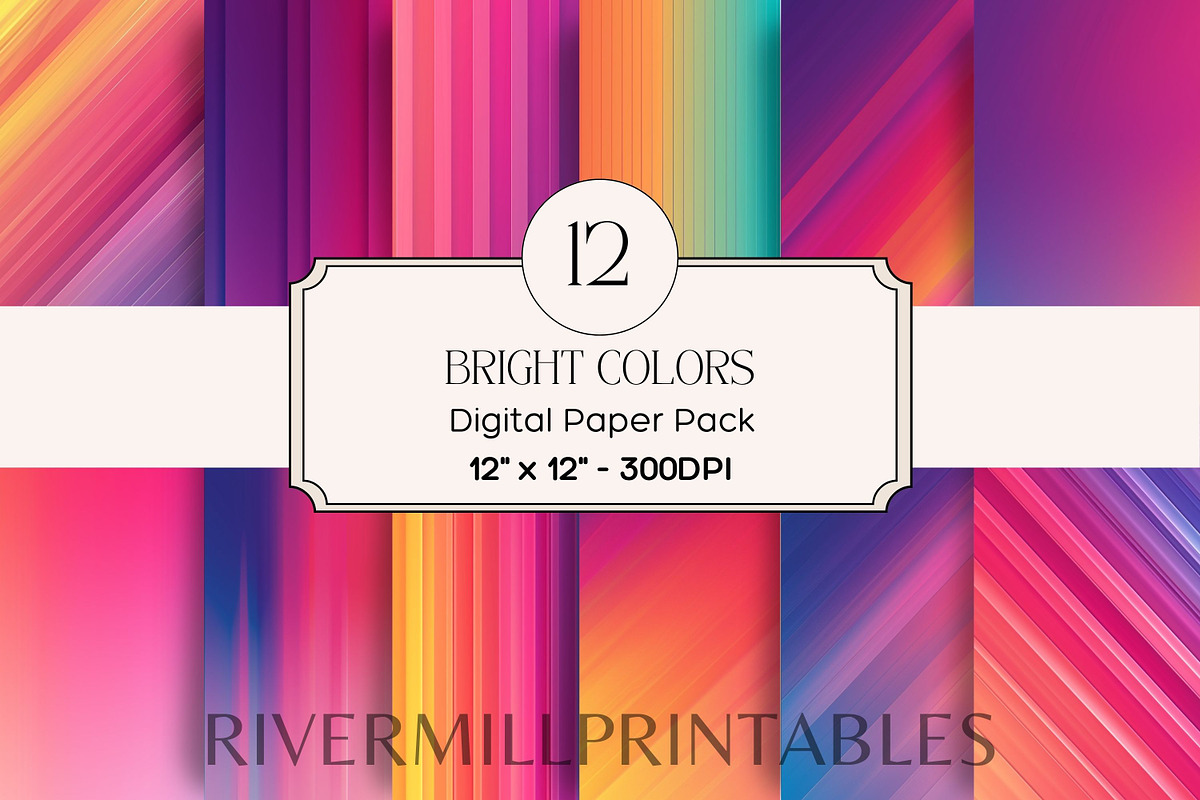 Colorful Gradient Digital Papers, a Decorative Illustration by Rivermill Printables (Photo 1 of 2)