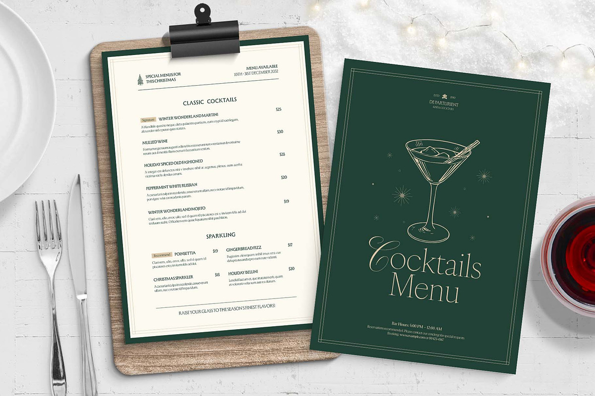 Christmas Cocktail Menu Template, a Flyer Template by BrandPacks (Photo 1 of 5)