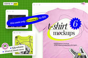 Six T-Shirt PSD Mockups Bundle