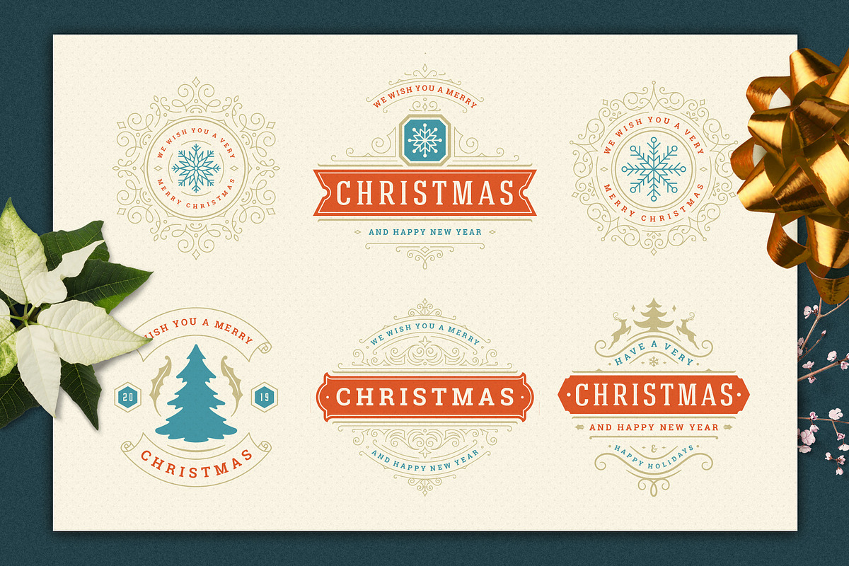 Christmas Retro Design Bundle, a Poster Template by Vasya Kobelev (Photo 5 of 11)