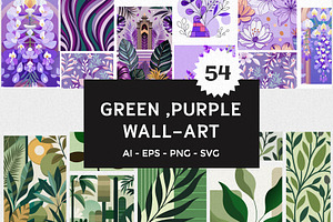 Green & Purple Botanical Wall Art