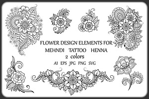 Flower Elements in Mehndi style
