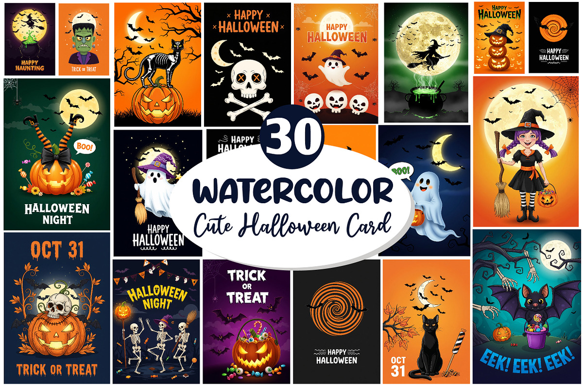 Halloween Card Sublimation Clipart, an Illustration by Dream Creation (Photo 1 of 5)