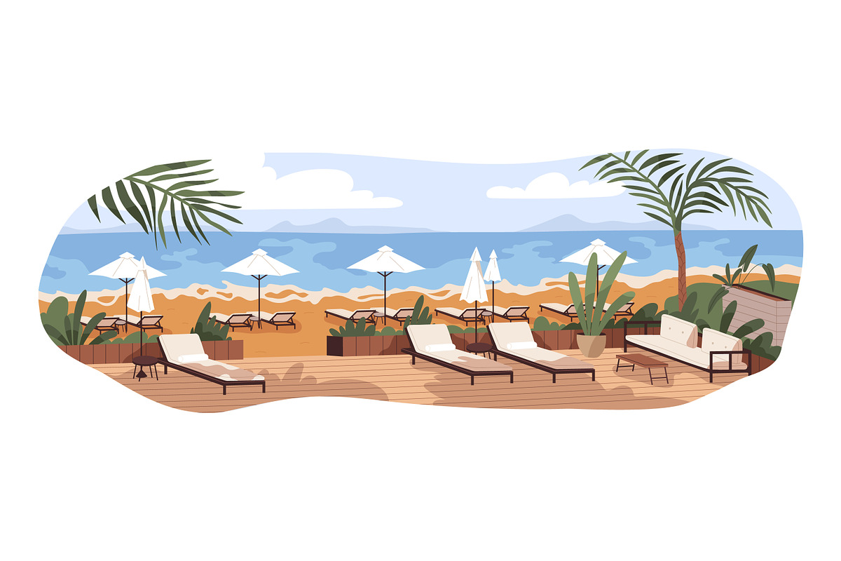 Luxury ocean & sea beach resorts set, an Illustration by Good Studio (Photo 2 of 5)