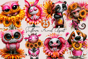 Watercolor Sunflower Animal Clipart, an Animal Illustration by SVGArt