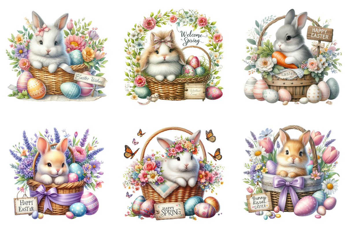 Easter bunny clipart bundle, an Illustration by SinaCreation (Photo 6 of 11)