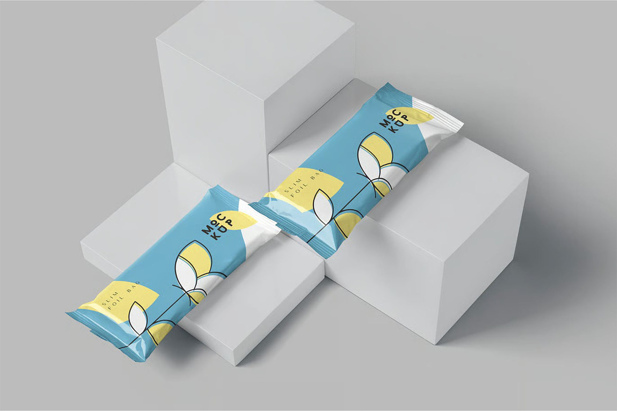 Small Slim Foil Bag Mockups, a Packaging Mockup by megostudi0 (Photo 6 of 7)