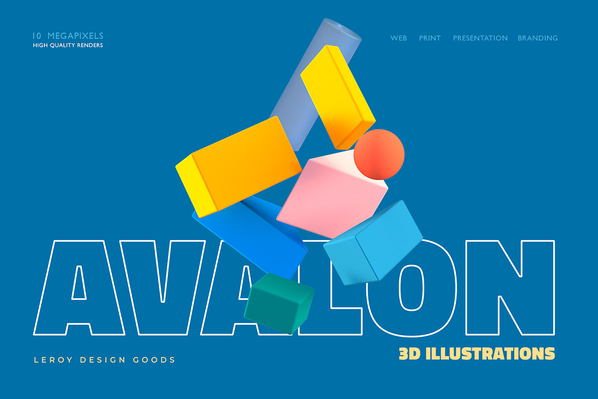 AVALON 3D Abstract Shapes v5, an Illustration by LEROY Design (Photo 5 of 9)