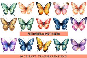 Butterflies Sublimation Clipart, an Illustration by cherrydesign