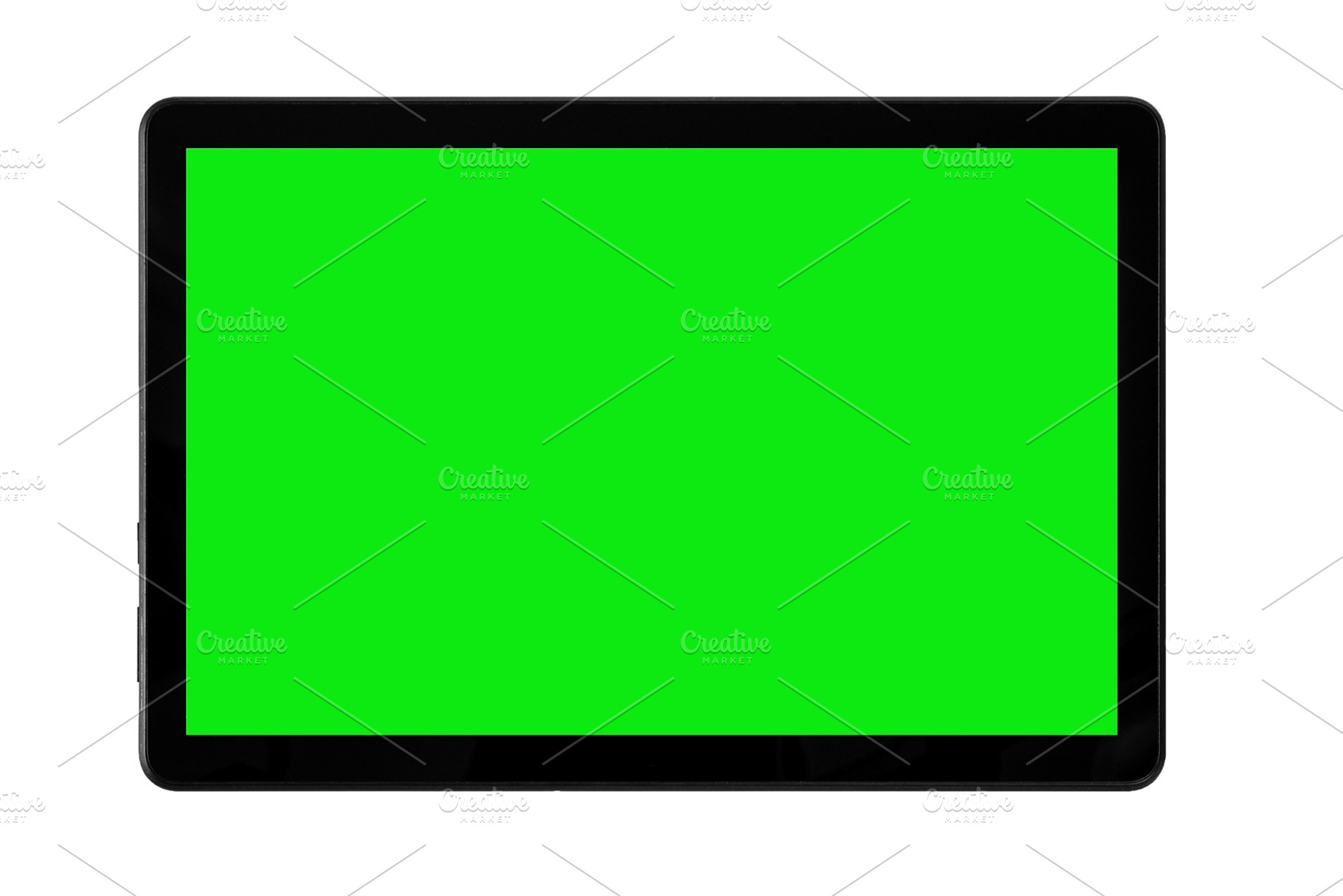 Black tablet isolated on a white background. Green screen with b, an Abstract Photo by Eugene_Photo