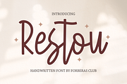 Restou | Handwritten Font, a Script Font by Forberas Club (Thumbnail 1 of 8)