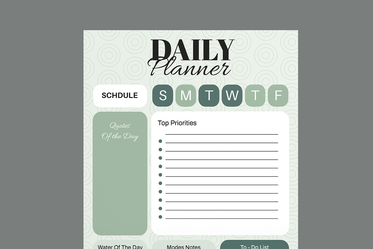 Daily Planner Template, a Stationery Template by MightyDesign (Photo 4 of 8)