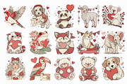 Retro Valentine Animal Love PNG, an Illustration by Libby Wishes (Thumbnail 2 of 7)