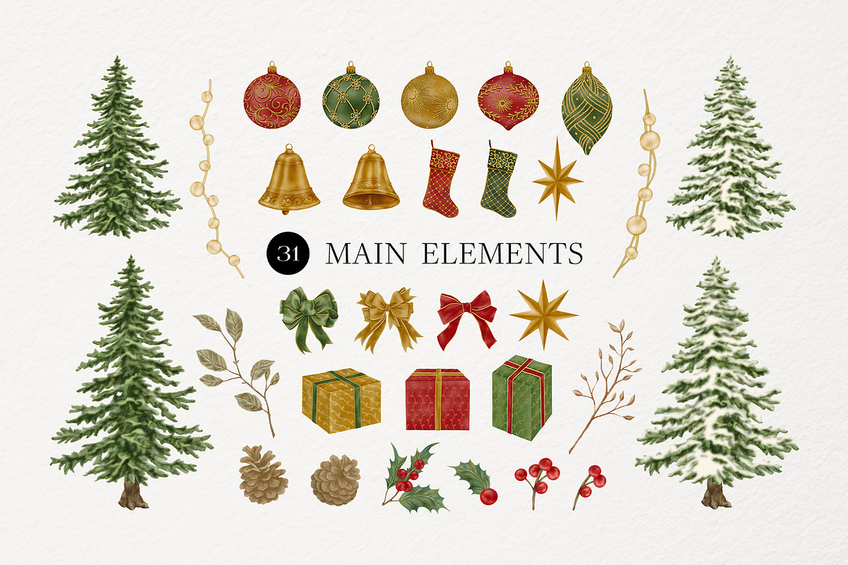 Christmas Watercolor Decorations, an Object Graphic by DesignerCandies (Photo 5 of 5)