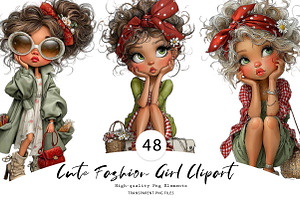 Cute Fashion Girl Clipart Bundle, a Seasonal Illustration by CreationArt
