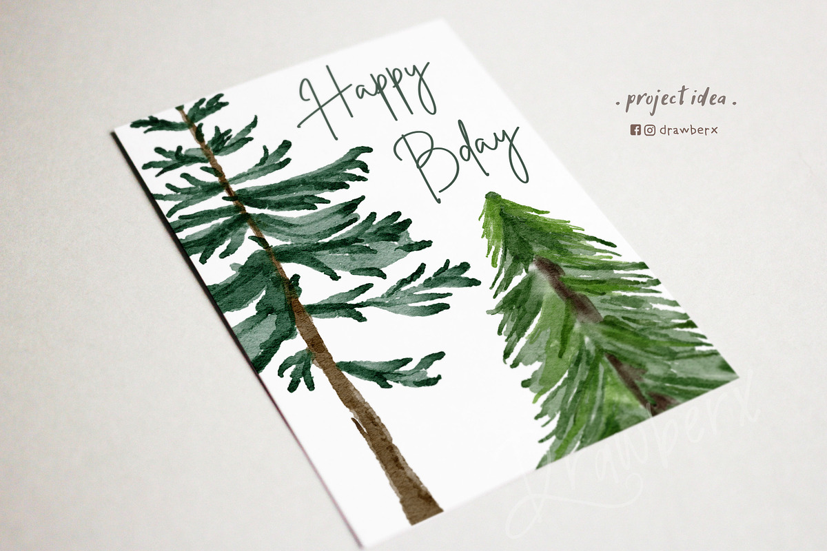 Pine Tree Clipart, Watercolor 109, an Illustration by Drawberx (Photo 8 of 9)