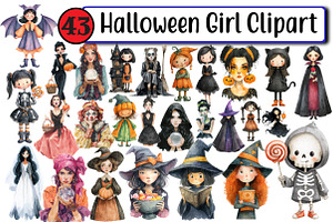 Halloween Girl Clipart, an Illustration by Design Market