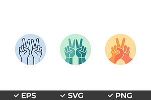 Peace Hand Sign Vector Icons, an Object Graphic by Artonix