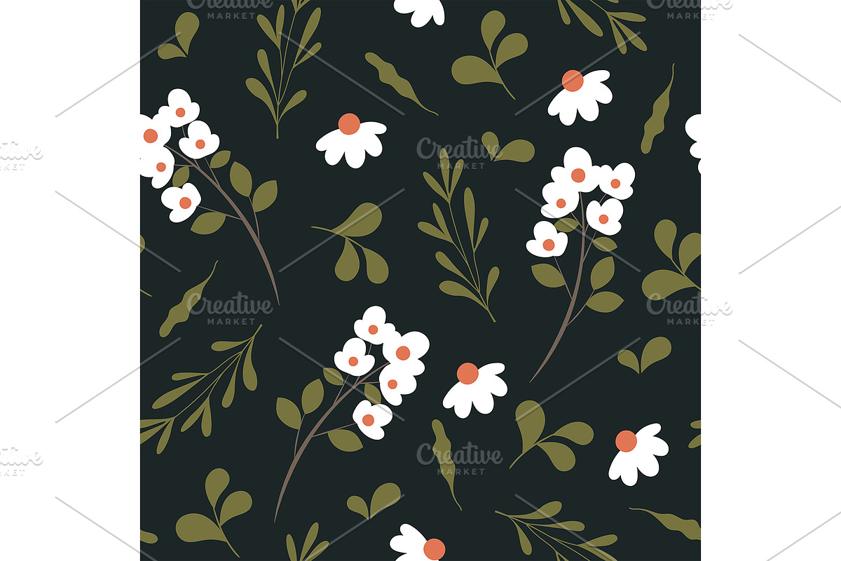 Pattern with blooming flowers, a Pattern Graphic by Elen_Art