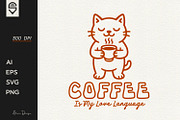 Cute Cat Coffee Lover Design, an Animal Illustration by shaondesigns (Thumbnail 1 of 4)