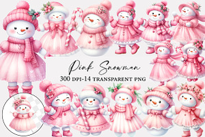 Pink Snowman Clipart, an Illustration by Designworld