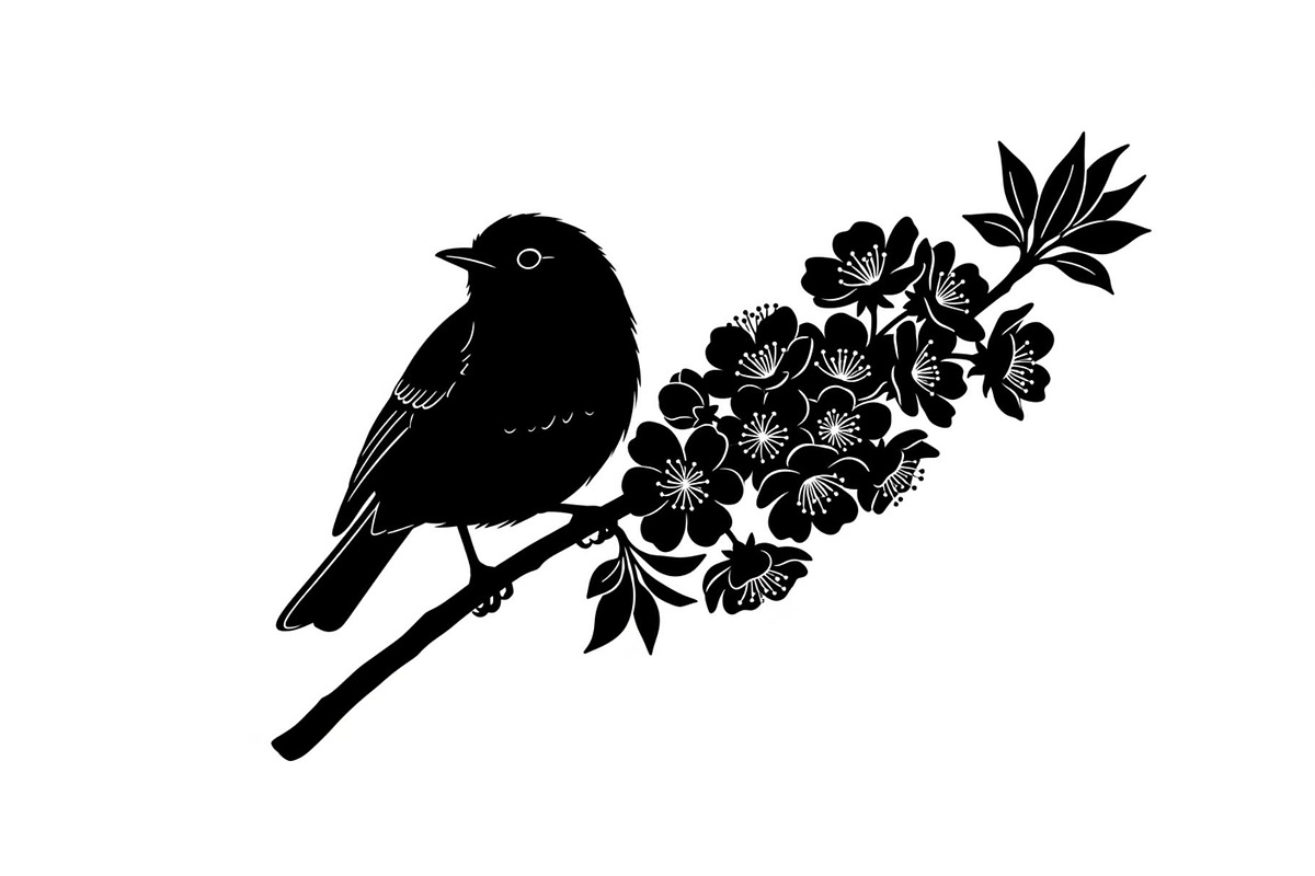 Bird Branch Silhouette Bundle, an Illustration by yasushie (Photo 4 of 31)