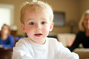 Child in a cozy home environment, fo, a Photo by Dvoevnore photos