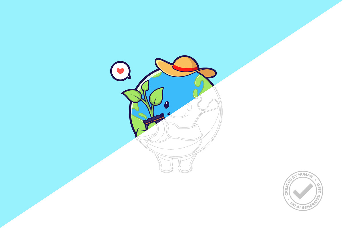 Cute Earth Eco Friendly With Plants, an Education Illustration by tkzgraphic (Photo 2 of 3)