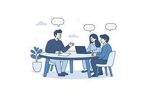 Business meeting - teamwork concept, a Person Illustration by Artsaba Family