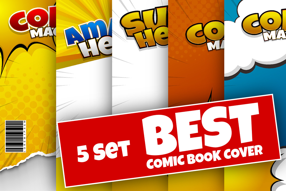 5 Set Comic Book Cover Background, a Background Graphic by Asta Desain (Photo 1 of 3)