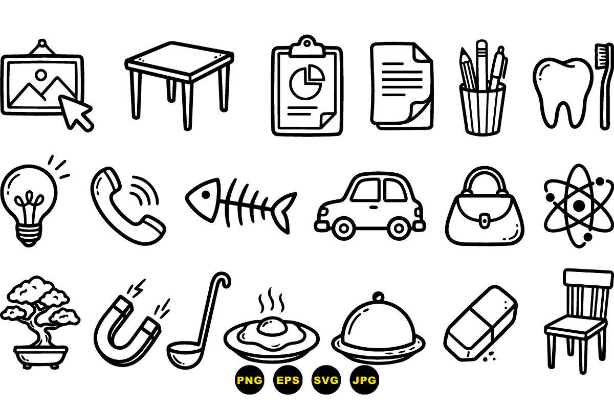 Hand Drawn Office Icons Set, an Illustration by designvectx (Photo 3 of 3)
