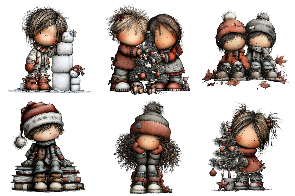 Watercolor Christmas Kids Clipart, an Illustration by Daily.Designs (Photo 3 of 5)