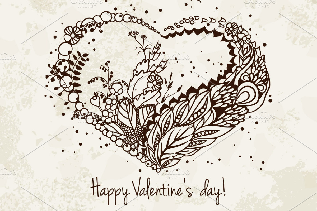 Hand Drawn Floral Heart, a Decorative Illustration by Sunny Design (Photo 1 of 3)