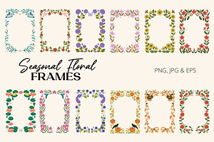 Seasonal Floral Frames & Borders Set