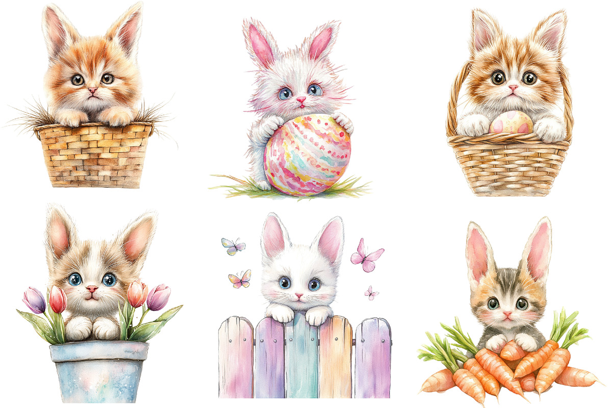 Easter Bunny Cat Peeking Sublimation, an Illustration by CreationArt (Photo 3 of 5)