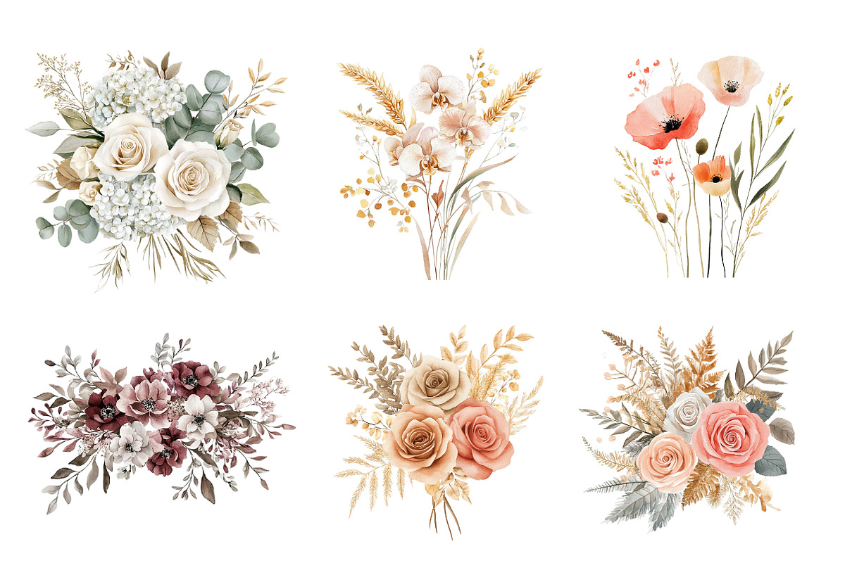 Boho Mother's Day Floral Bouquets, an Illustration by CreationArt (Photo 2 of 5)