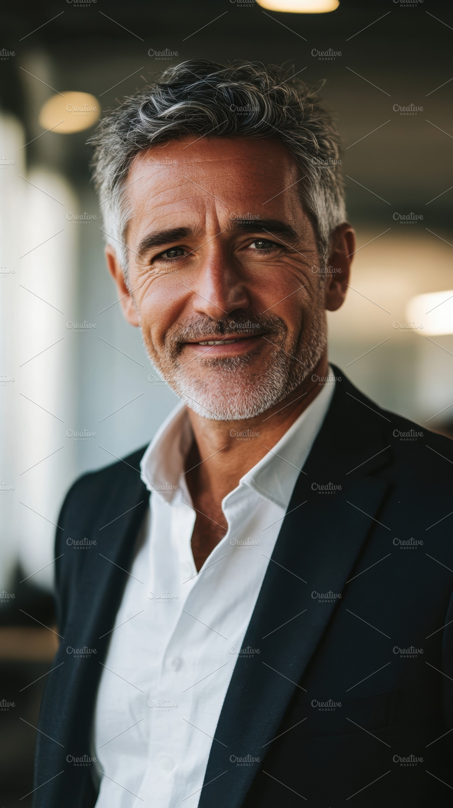 Smiling man in modern office, a Photo by Beautiful things
